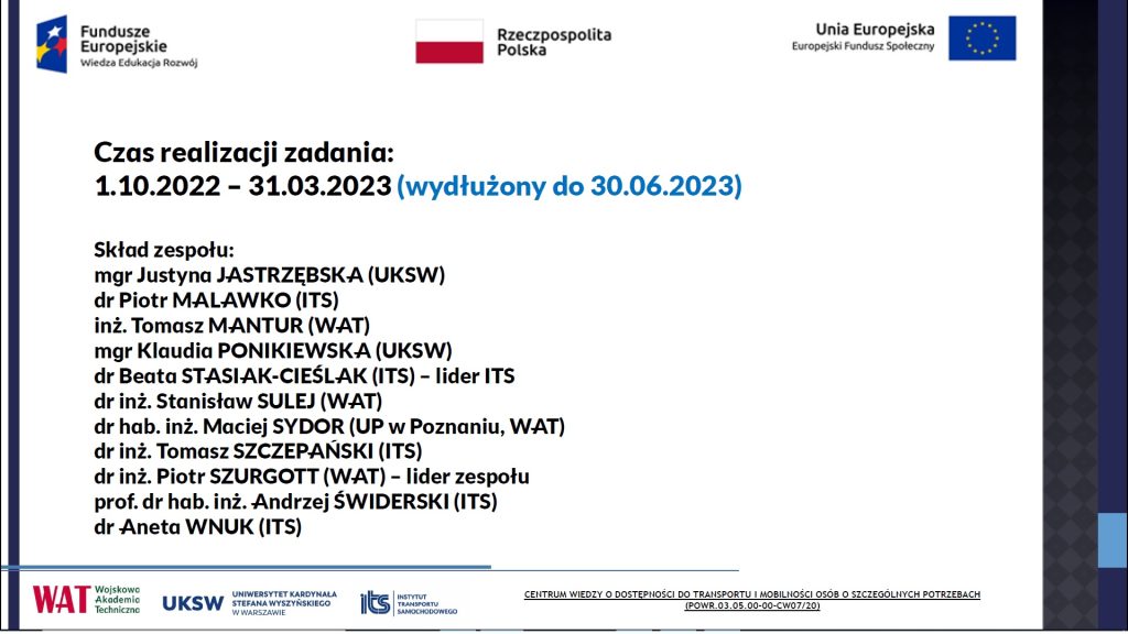 Slajd przedstawiający skład zespołu realizatorów zadania nr 6