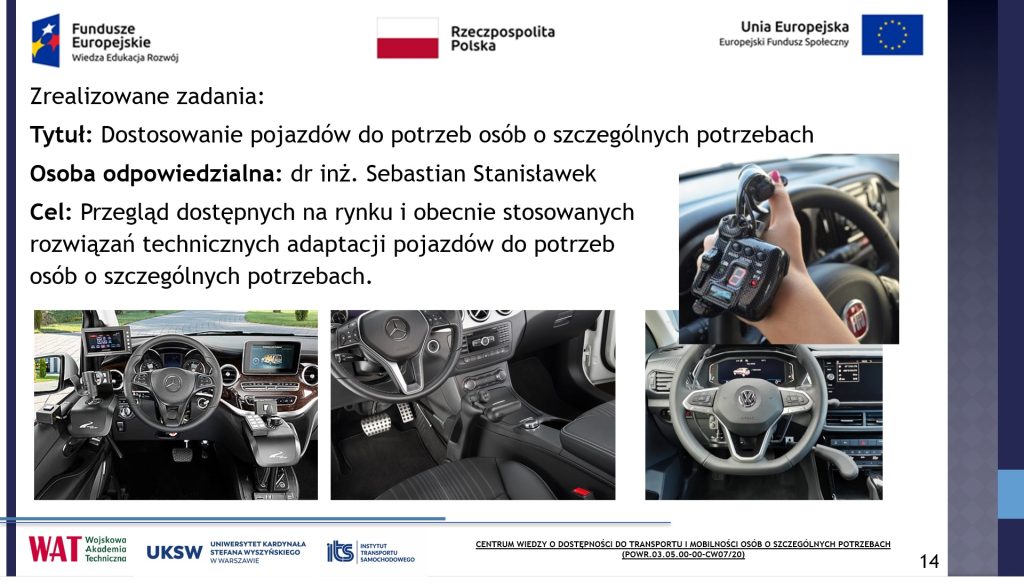 Zdjęcia pokazujące wybrane dostępne urządzenia techniczne, umożliwiające adaptacje pojazdów do potrzeb osób o szczególnych potrzebach