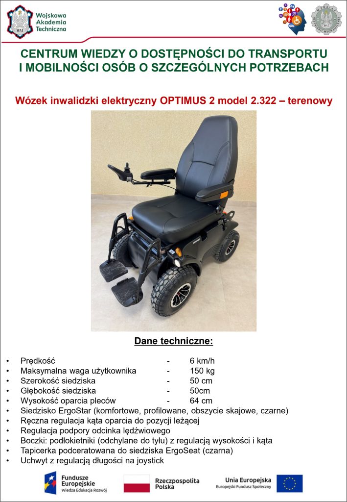 Baza dydaktyczna - wózek inwalidzki elektryczny OPTIMUS 2