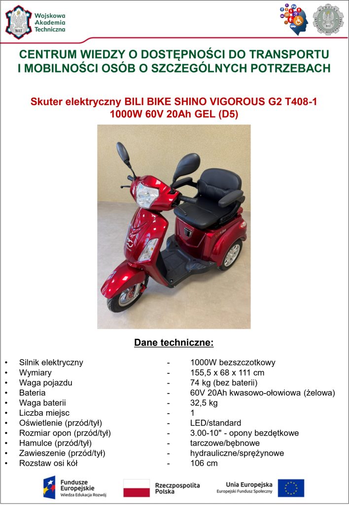 Baza dydaktyczna - skuter elektryczny BILI BIKE SHINO VIGOROUS