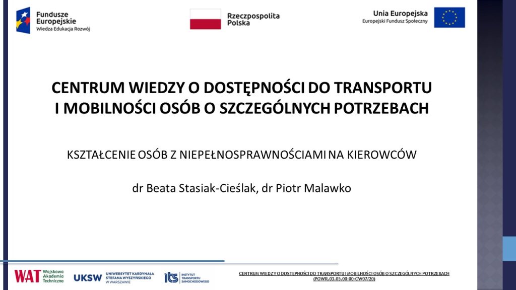 Prezentacja - Kształcenie osób z niepełnosprawnościami na kierowców