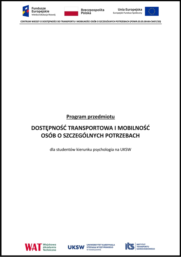 Dostępność transportowai mobilność osóbo szczególnych potrzebach