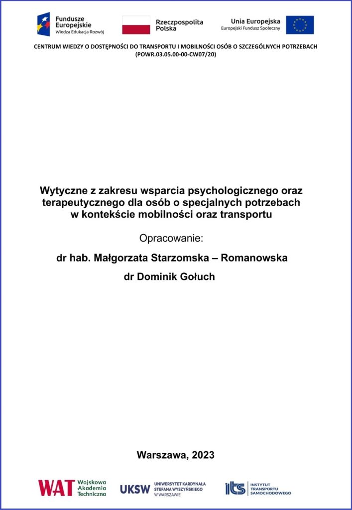 Wytyczne z zakresu wsparcia psychologicznego dla osób o specjalnych potrzebach w kontekście mobilności oraz transportu