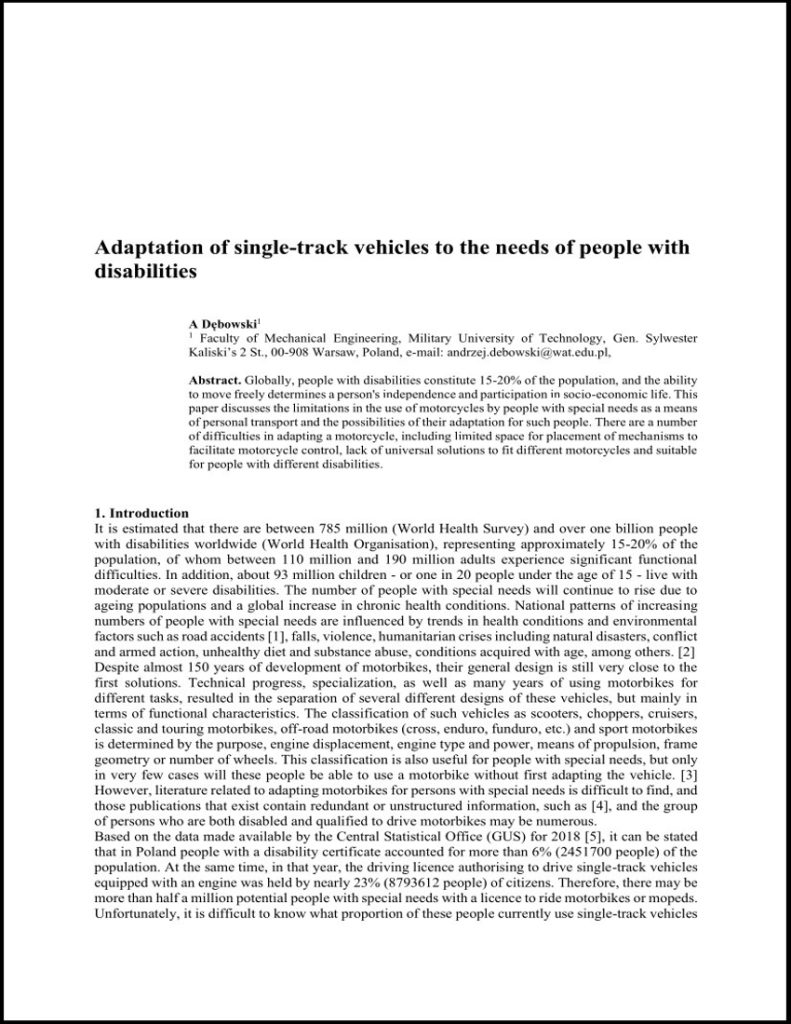 Adaptation of single-track vehicles to the needs of people with disabilities