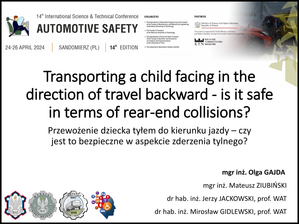 Transporting a child facing in the direction of travel backward - is it safe in terms of rear-end collisions