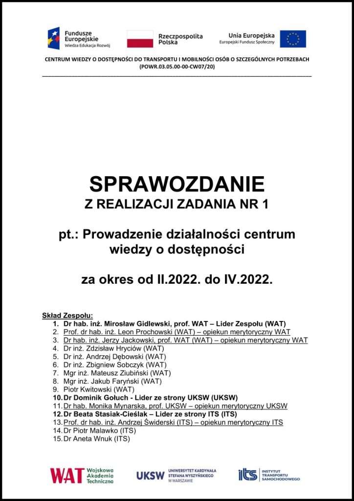 Analiza zmian stanu zagrożenia wypadkowego OSP (osoby 65+ i osoby z niepełnosprawnościami) w ruchu drogowym na tle zmian demograficznych i możliwości wsparcia mobilności OSP – na podstawie przeglądu literatury światowej